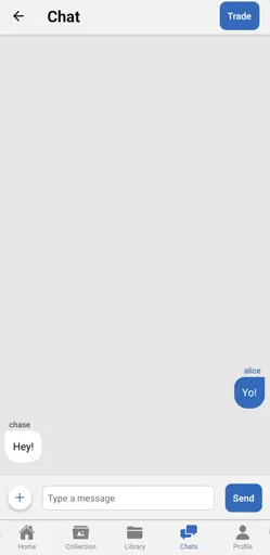 A screenshot of the "chat page" of the app