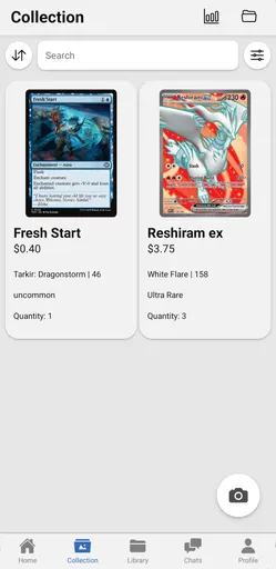 A screenshot of the "collection page" of the app